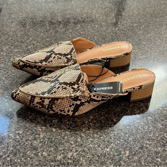 Express Snake Skin Heeled Mule Shoe - Picture 6 of 8